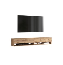 Mueble de TV de Pared Moderno Roble - 180x31,5x29,5 cm - 2 Cajones y Estantes.