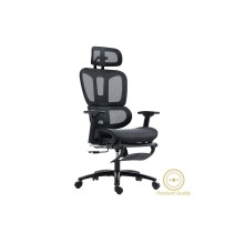 Silla de Oficina Manager con Reposapiés - Premium Quality Mesh - Negro - 124/116 x 67 x 62 cm.