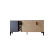 Buffet en Melamina Gris Oscuro y Roble, 180x40x78 cm, Diseño Moderno y Duradero