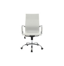 Sillón de Dirección en Piel Sintética Blanca, Silla de oficina - 55,5x58x108 cm.